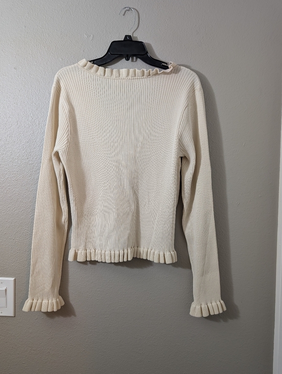 Astr The Label Cream Ruffled Ribbed Button-Front Cardigan - Picture 9 of 9